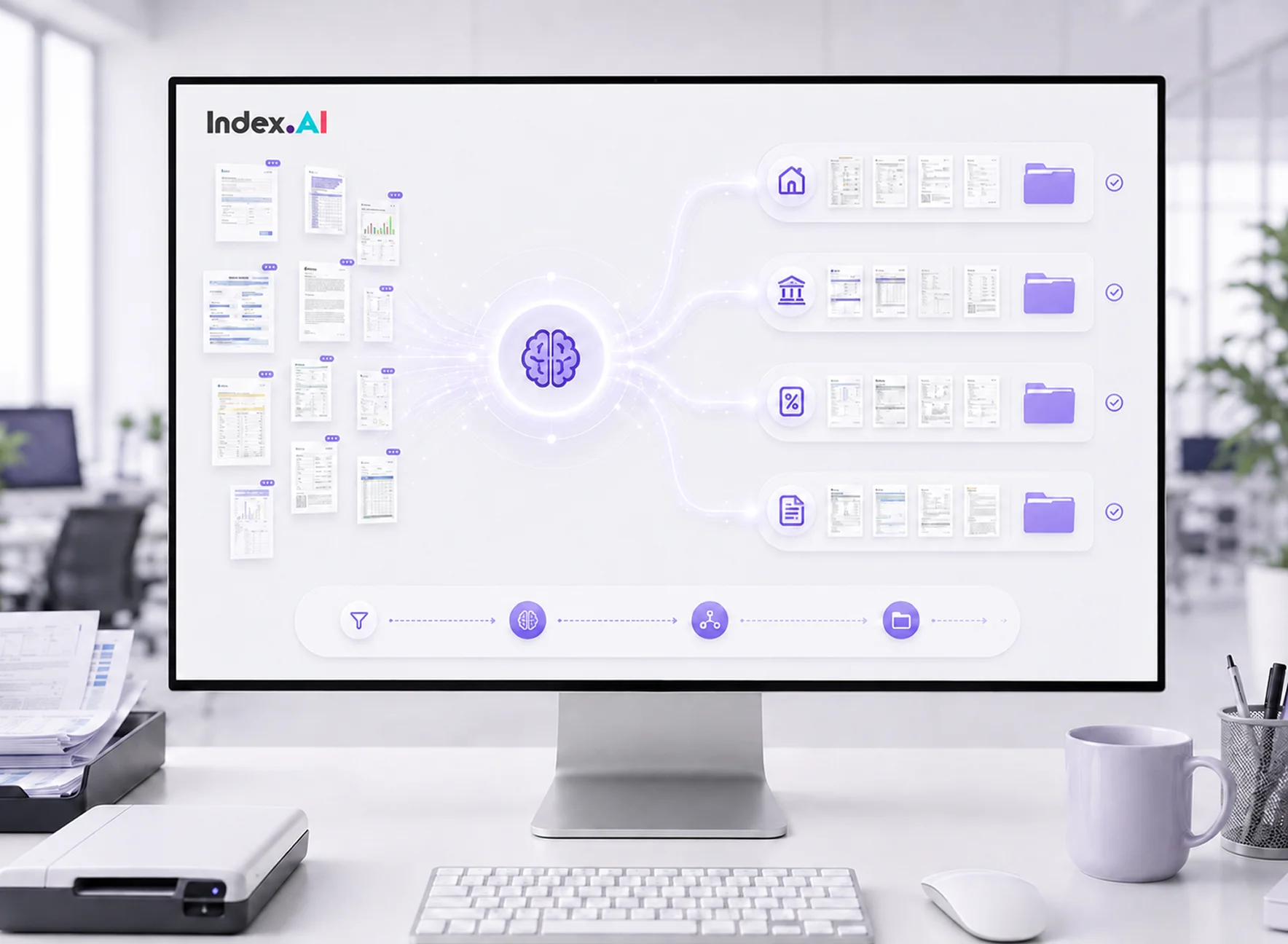 Index AI audit log dashboard on a desktop monitor